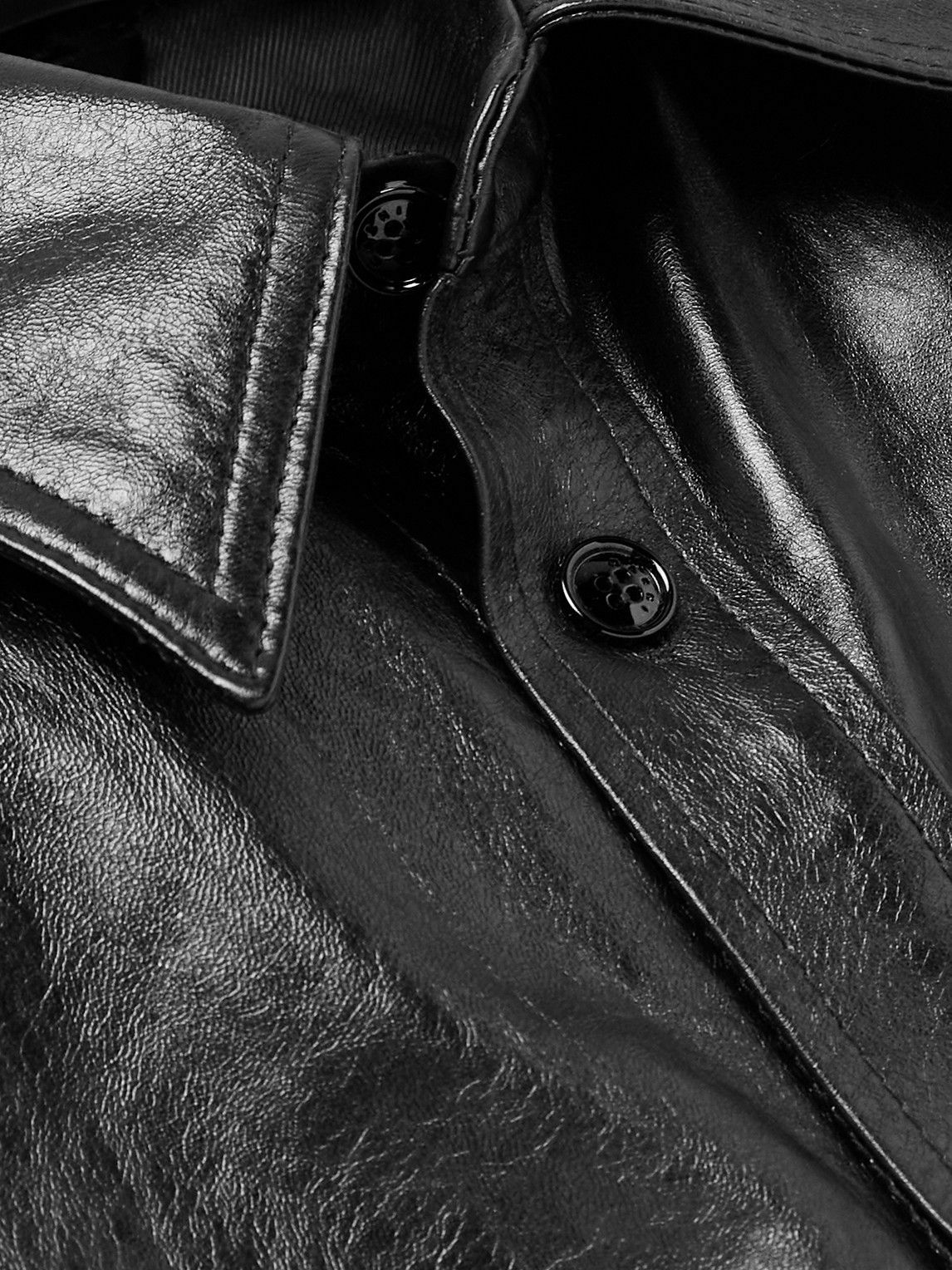 Marni - Logo-Embroidered Glossed-Leather Overshirt - Black