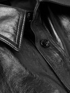 Marni - Logo-Embroidered Glossed-Leather Overshirt - Black