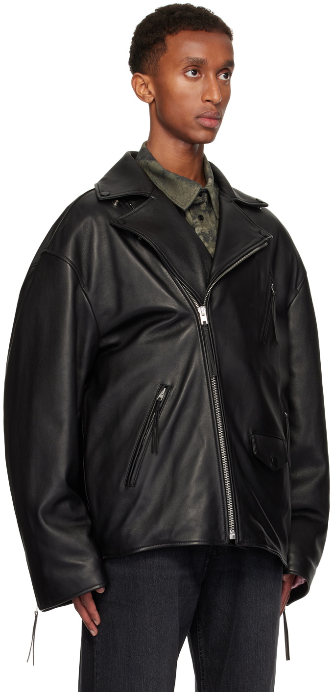 Acne Studios Black Waxy Nappa Leather Biker Jacket Acne Studios