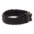 Tom Ford Black Leather Braided Bracelet