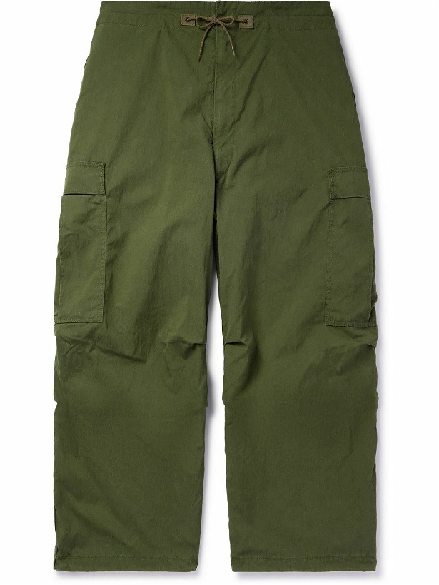 Photo: Remi Relief - Straight-Leg Cotton-Blend Drawstring Cargo Trousers - Green