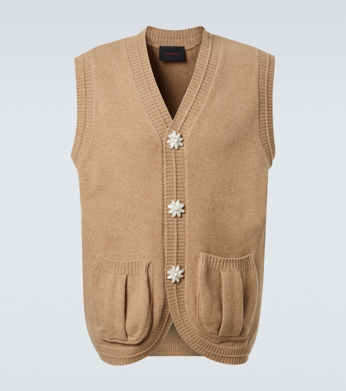 Simone Rocha Faux pearl-embellished wool-blend vest