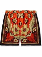 Valentino - Straight-Leg Floral-Print Silk-Twill Bermuda Shorts - Orange