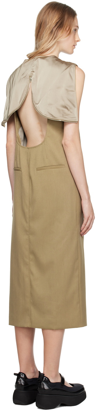 OPEN YY Beige Zip Hood Midi Dress