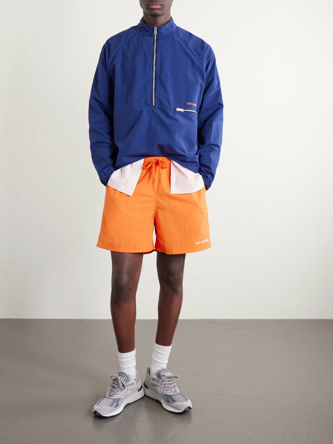 Aimé Leon Dore - Straight-Leg Logo-Embroidered Shell Drawstring Shorts - Orange