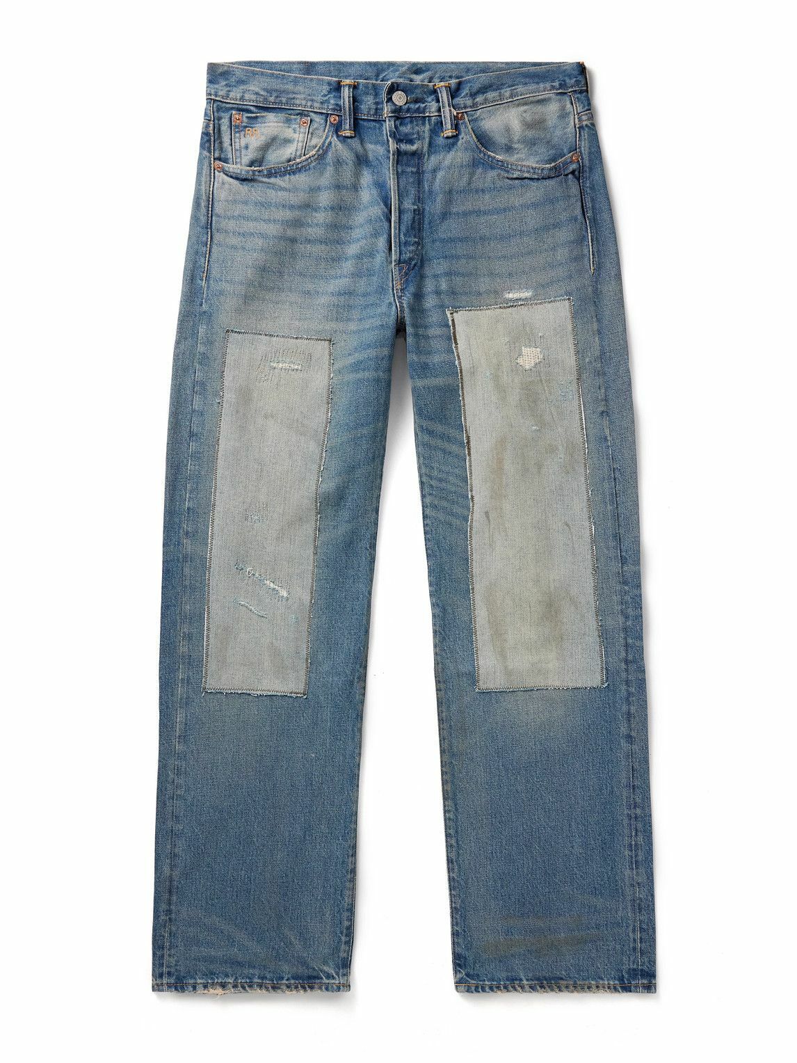 RRL Distressed low-rise straight jeans RRL