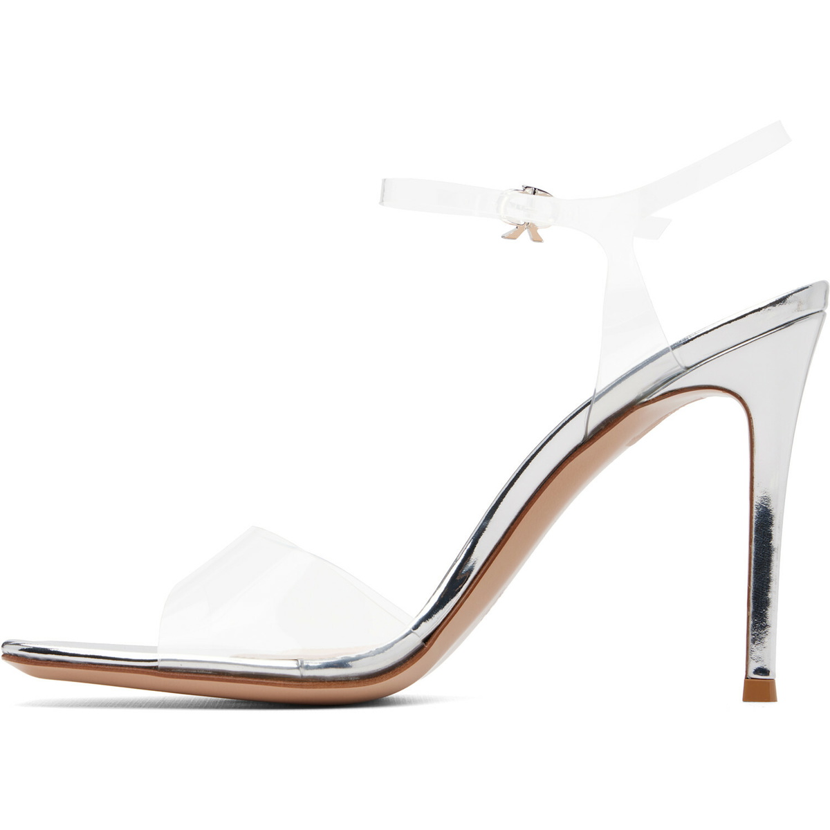 Gianvito Rossi Transparent & Silver Cher Heeled Sandals