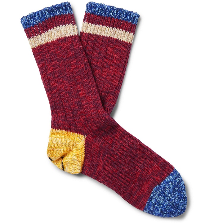 Photo: KAPITAL - Smiley Cotton and Hemp-Blend Socks - Red