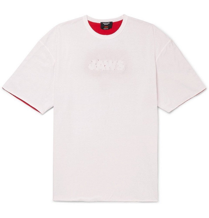 Photo: CALVIN KLEIN 205W39NYC - Oversized Distressed Printed Double-Faced Cotton-Jersey T-Shirt - White