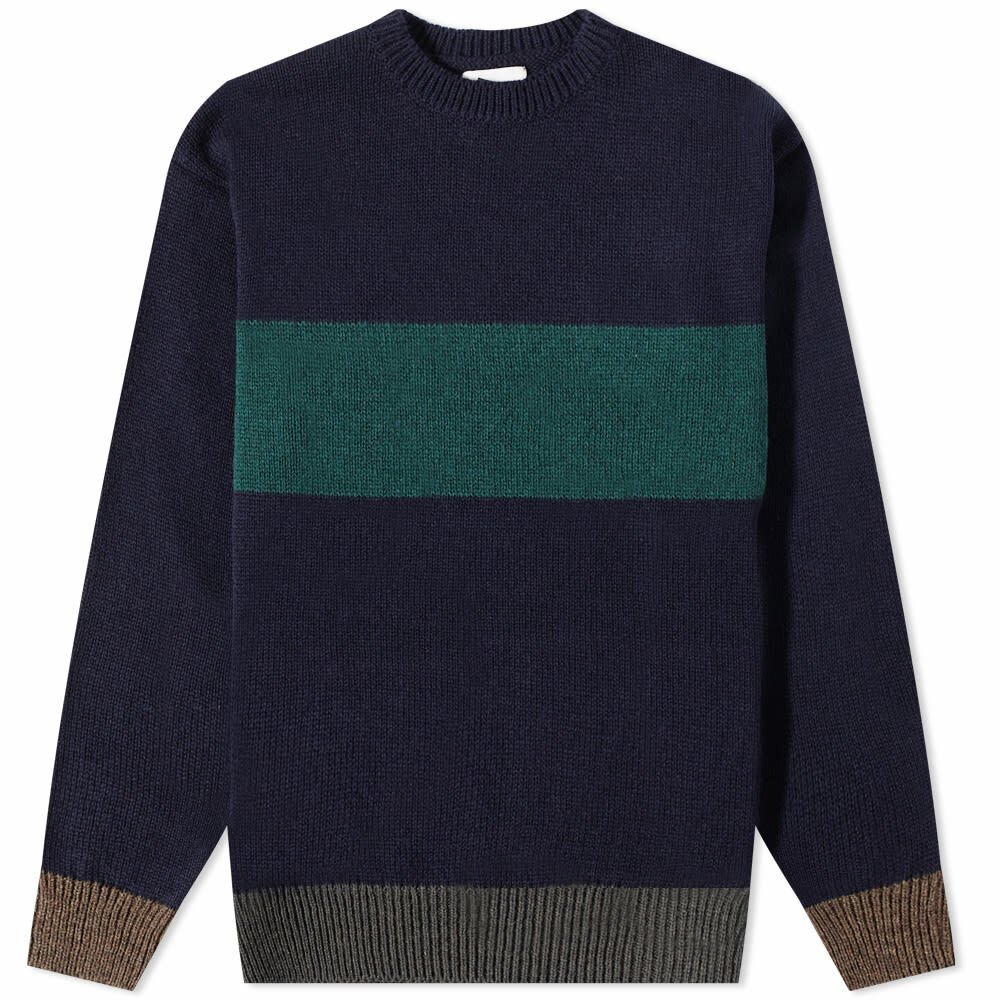 Pilgrim Surf + Supply Men's Suzuki Wool Stripe Crew Knit in Navy