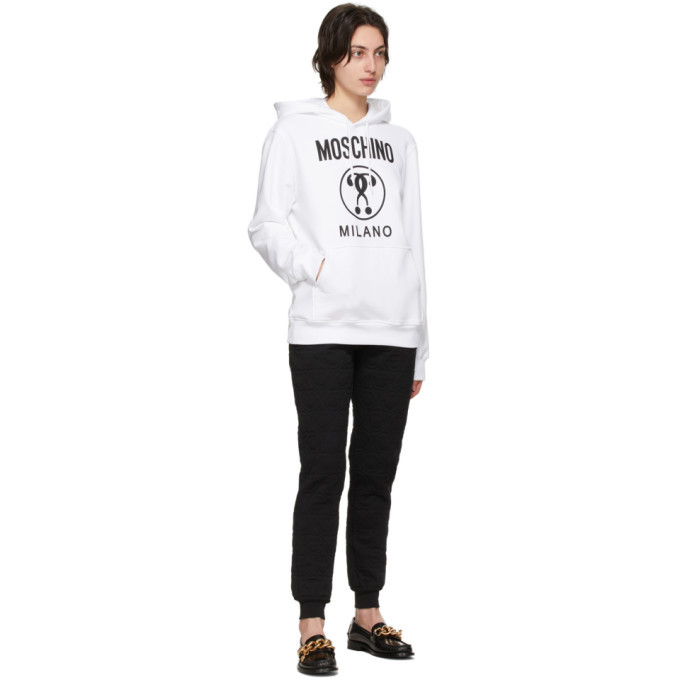 スウェット・トレーナー MOSCHINO Double Question Mark hoodie White/Black Moschino White Double Question Mark Hoodie Moschino