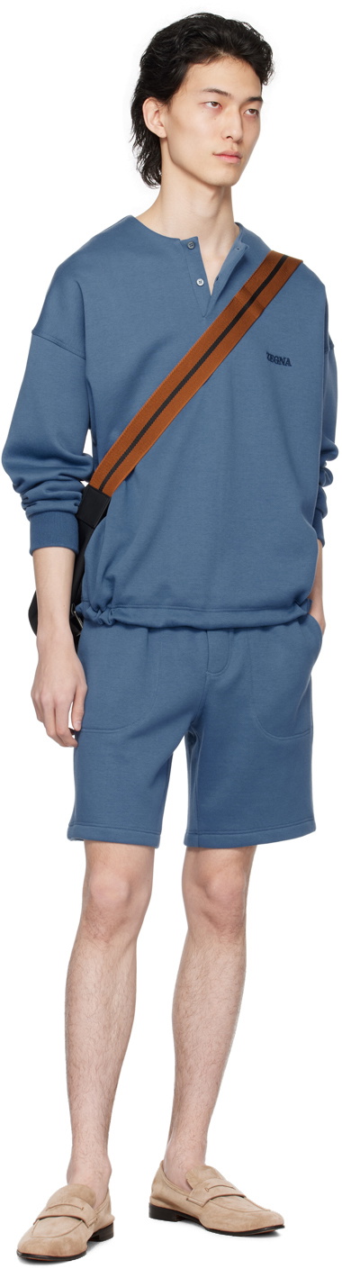 ZEGNA Blue Placket Sweatshirt