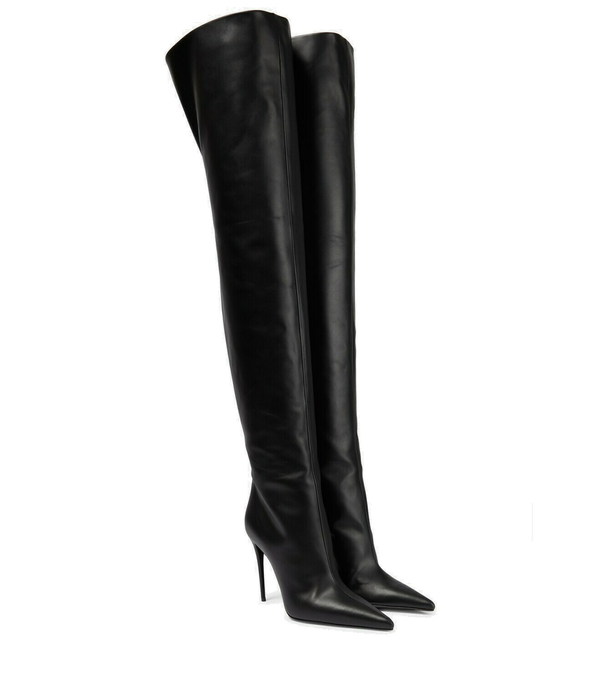 Dolce&Gabbana - Over-the-knee leather boots with garter belt