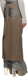 Rick Owens Gray Concordians Long Slivered Denim Skirt