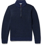 Inis Meáin - Donegal Merino Wool and Cashmere-Blend Half-Zip Sweater - Blue