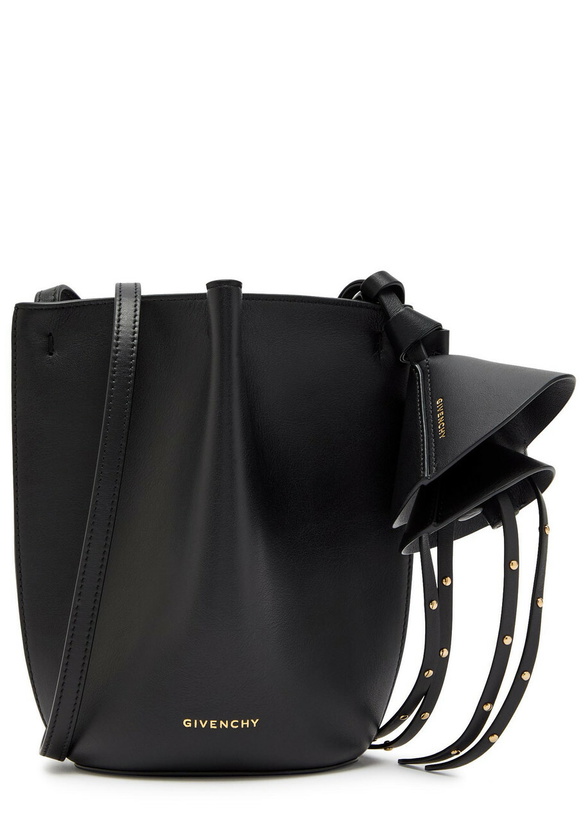 Photo: Givenchy Nano Floral Bag-charm Leather Bucket bag - Black - One Size