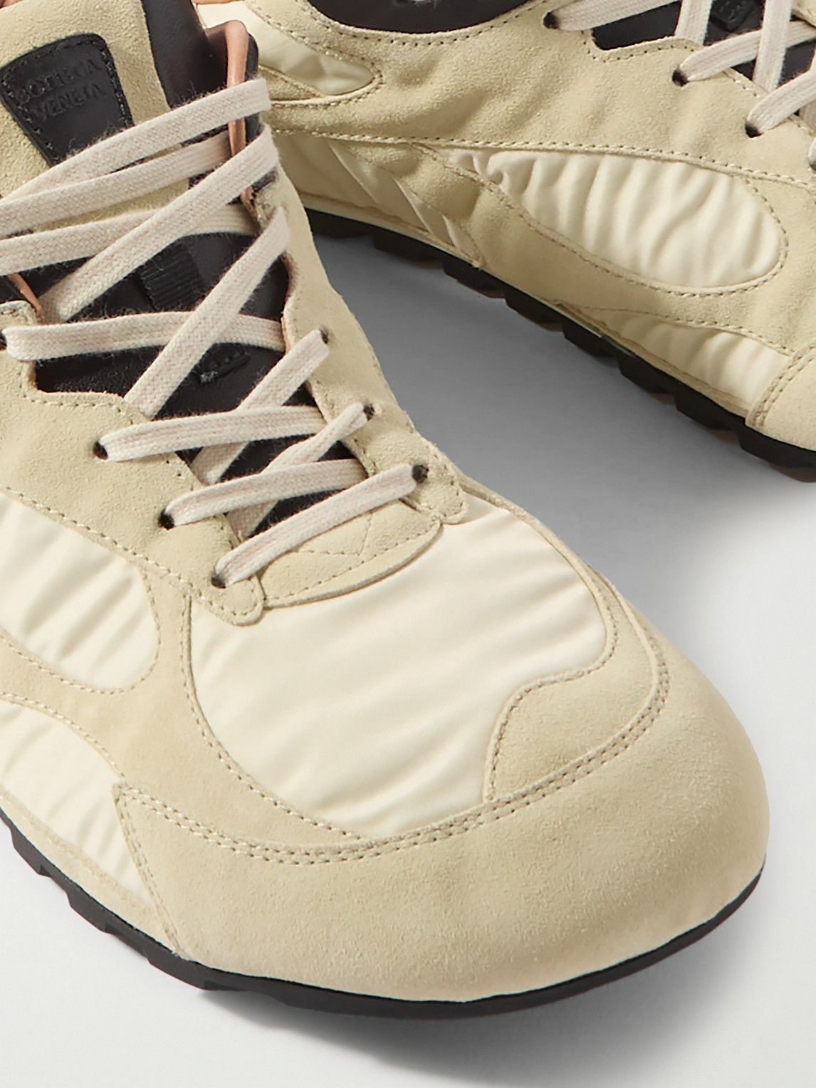 Bottega Veneta - Orbit Leather and Shell-Trimmed Suede Sneakers - Neutrals