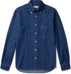MAN 1924 - Slim-Fit Button-Down Collar Cotton-Chambray Shirt - Blue