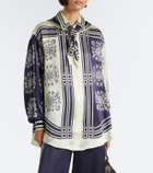 Alémais Banderra scarf-detail printed silk shirt