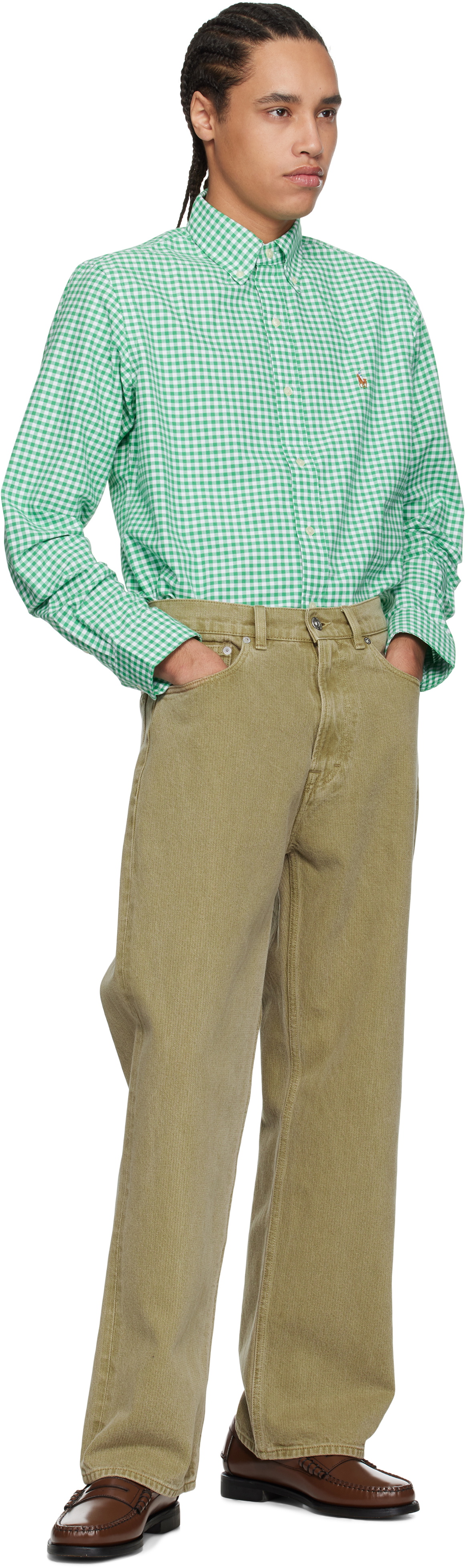 Polo Ralph Lauren Green & White Classic Fit Gingham Oxford Shirt