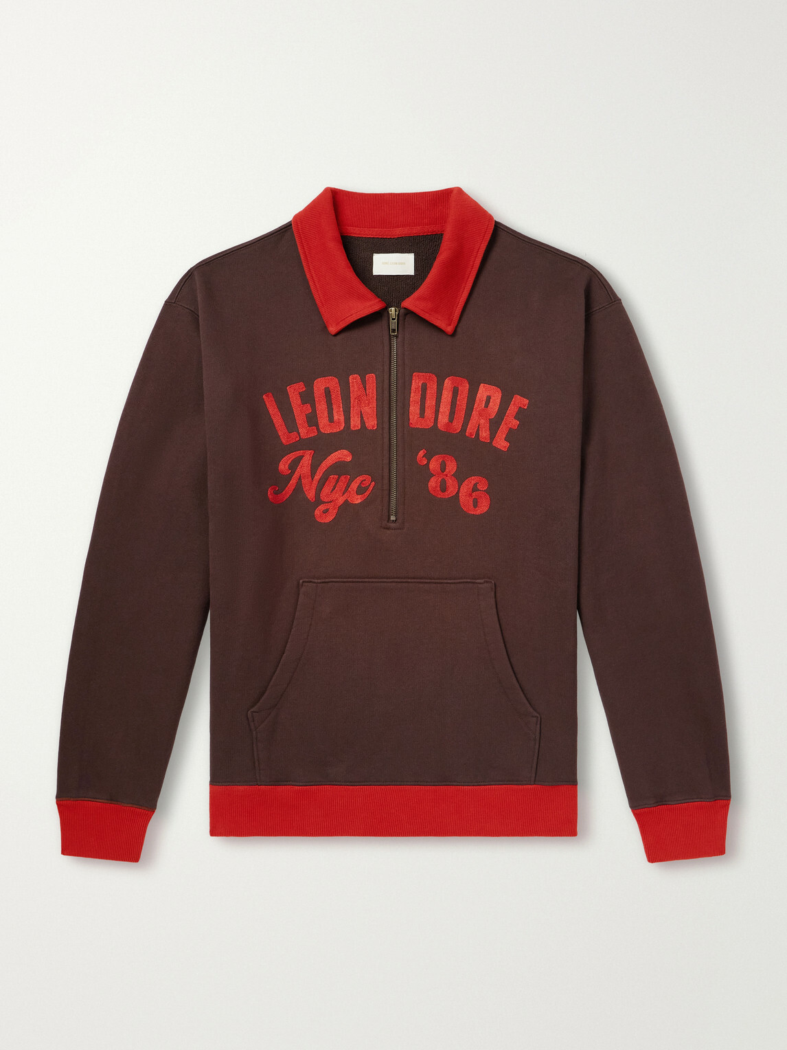 Aimé Leon Dore - Tour Logo-Embroidered Cotton-Jersey Half-Zip Sweater - Brown