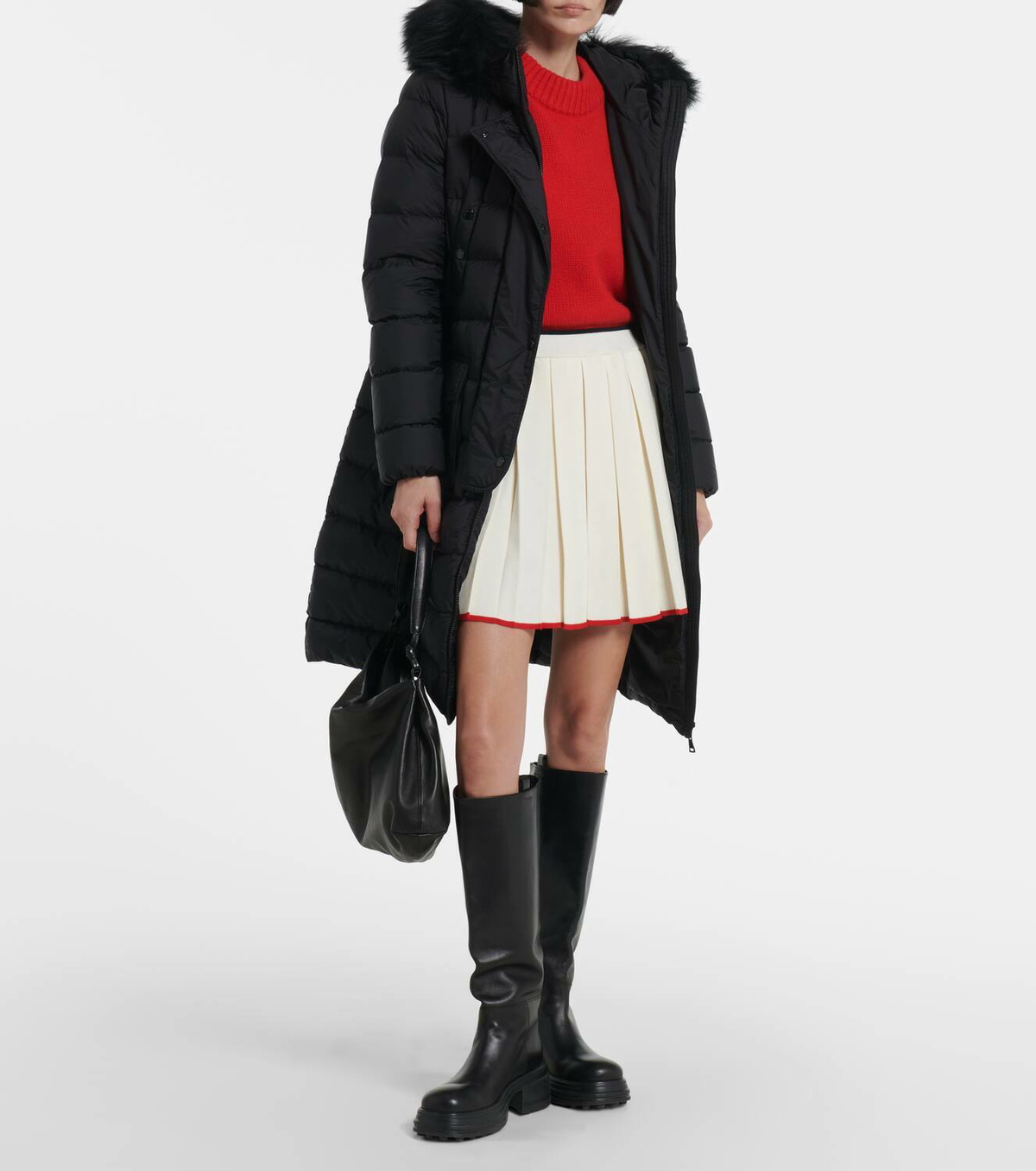 『MONCLER』Khloe Shearling-Trimmed DownJacket★Black★24FW★ Moncler Khloe shearling-trimmed down jacket Moncler