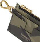 TOM FORD - Camouflage-Print Leather Cardholder with Lanyard - Green