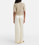 Dôen Lavon fringed silk satin wide-leg pants