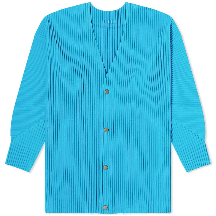 Photo: Homme Plissé Issey Miyake Men's Pleated Cardigan in Turquoise Blue