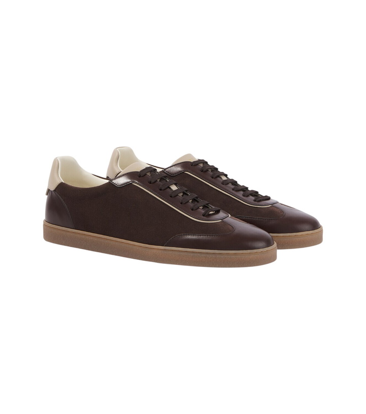 Photo: Brunello Cucinelli Leather-trimmed suede sneakers