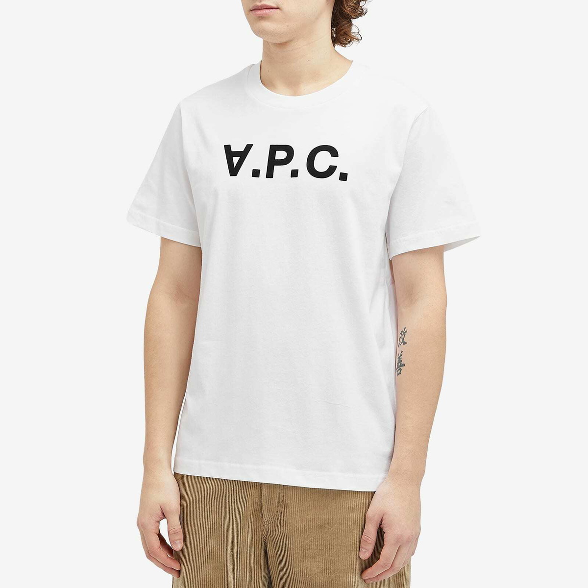 A.P.C. Men's VPC Logo T-Shirt in White/Dark Navy A.P.C.