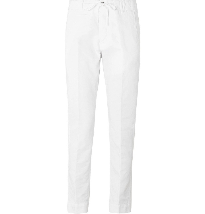 Photo: MAN 1924 - Tomi Tapered Linen and Cotton-Blend Drawstring Trousers - White