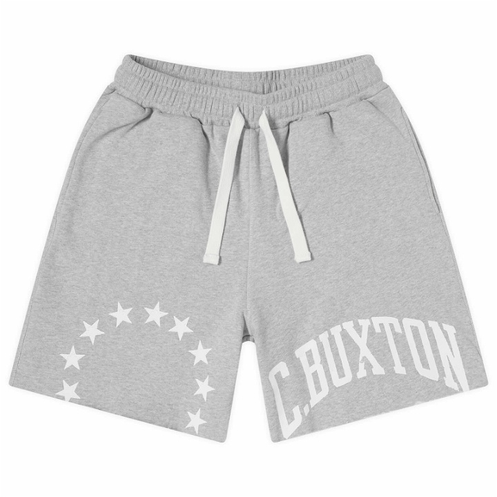 Photo: Cole Buxton Men's Cut Off Varsity Sweat Shorts in Light Grey Marl