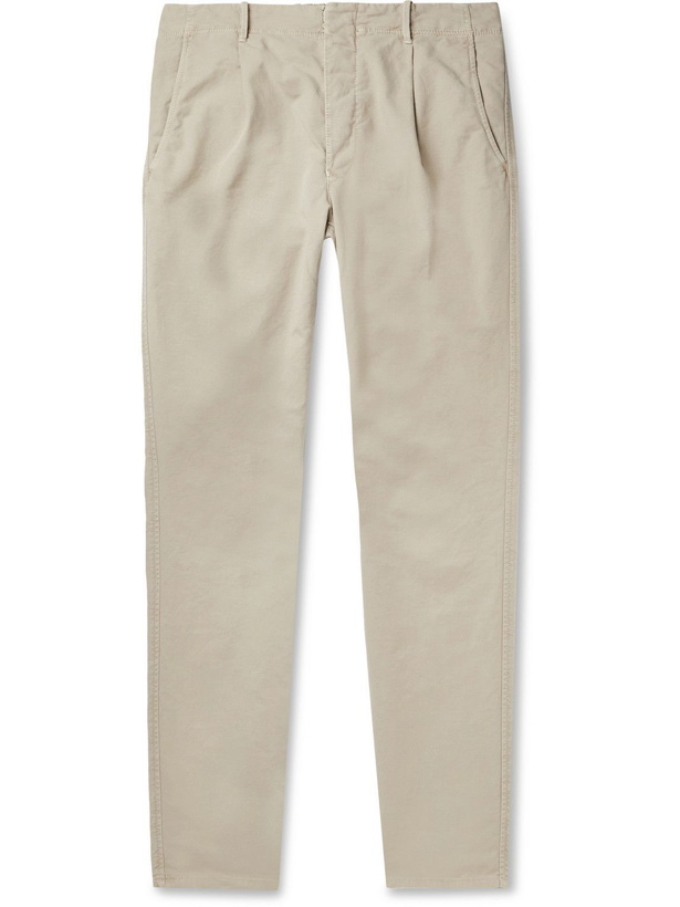 Photo: Incotex - Tapered Cotton-Blend Trousers - Neutrals