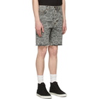 Saint Laurent Grey Leopard Raw Edge Shorts