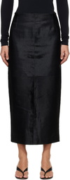 Nour Hammour Black Elisse Long Pencil Ponyhair Skirt