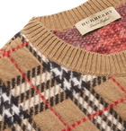 Burberry - Checked Brushed-Cashmere Sweater - Men - Camel