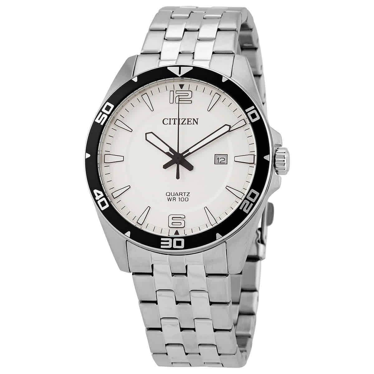Citizen Quartz White Dial Stainless Steel Mens Watch BI5051-51A