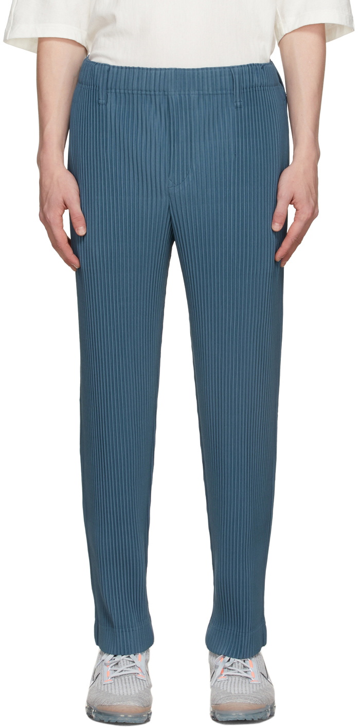 Homme Plissé Issey Miyake Blue Basics Pleated Trousers Homme Plisse ...