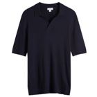 Sunspel Men's Fine Rib Polo Shirt in Navy