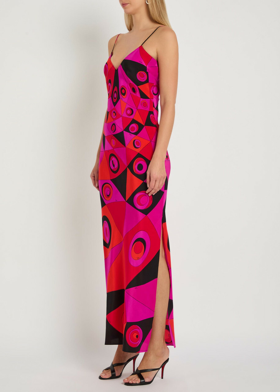 Pucci Printed Silk Maxi Dress Pink