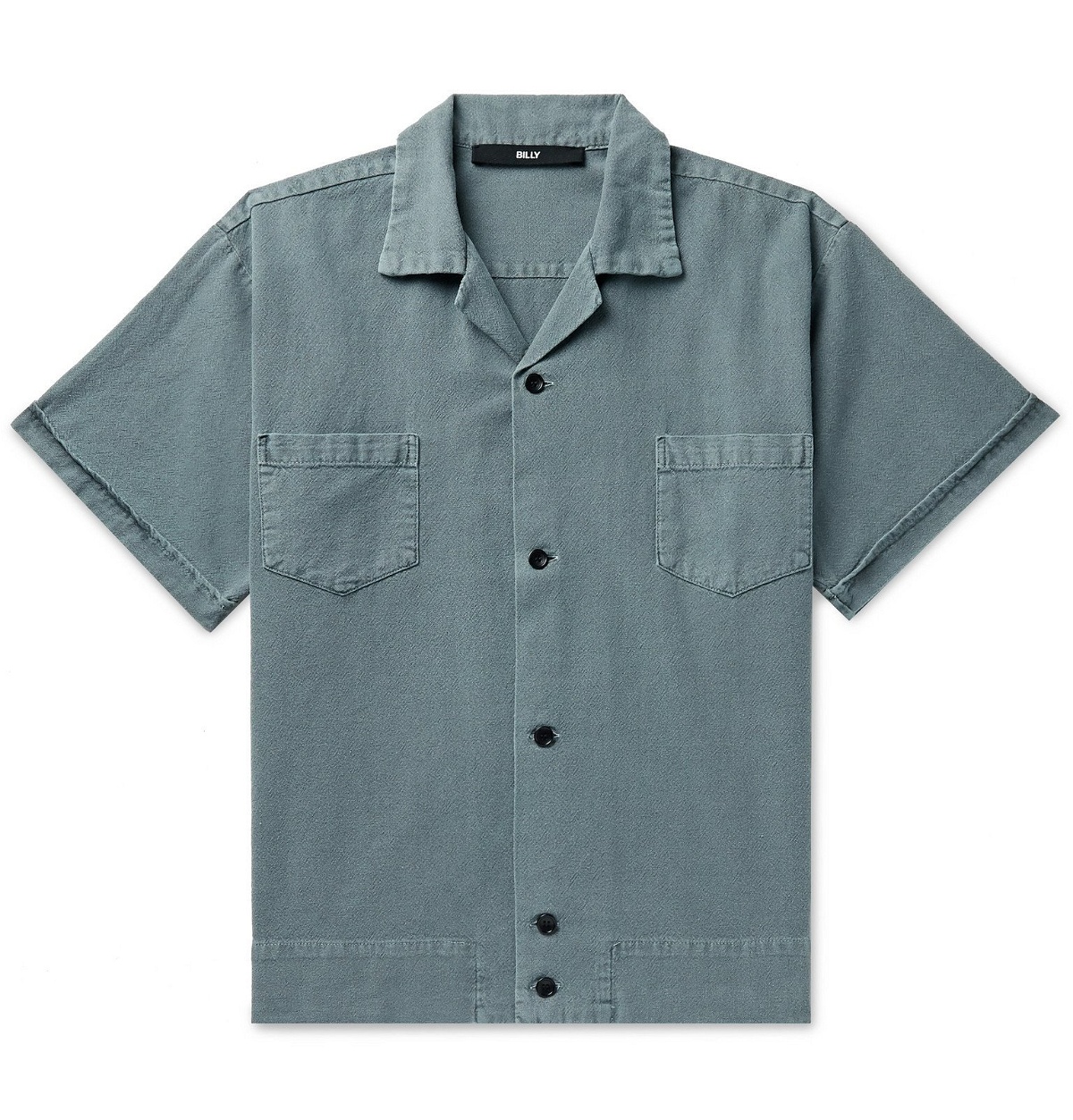 BILLY - Camp-Collar Cotton Shirt - Blue