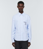 Gucci - Embroidered striped cotton poplin shirt