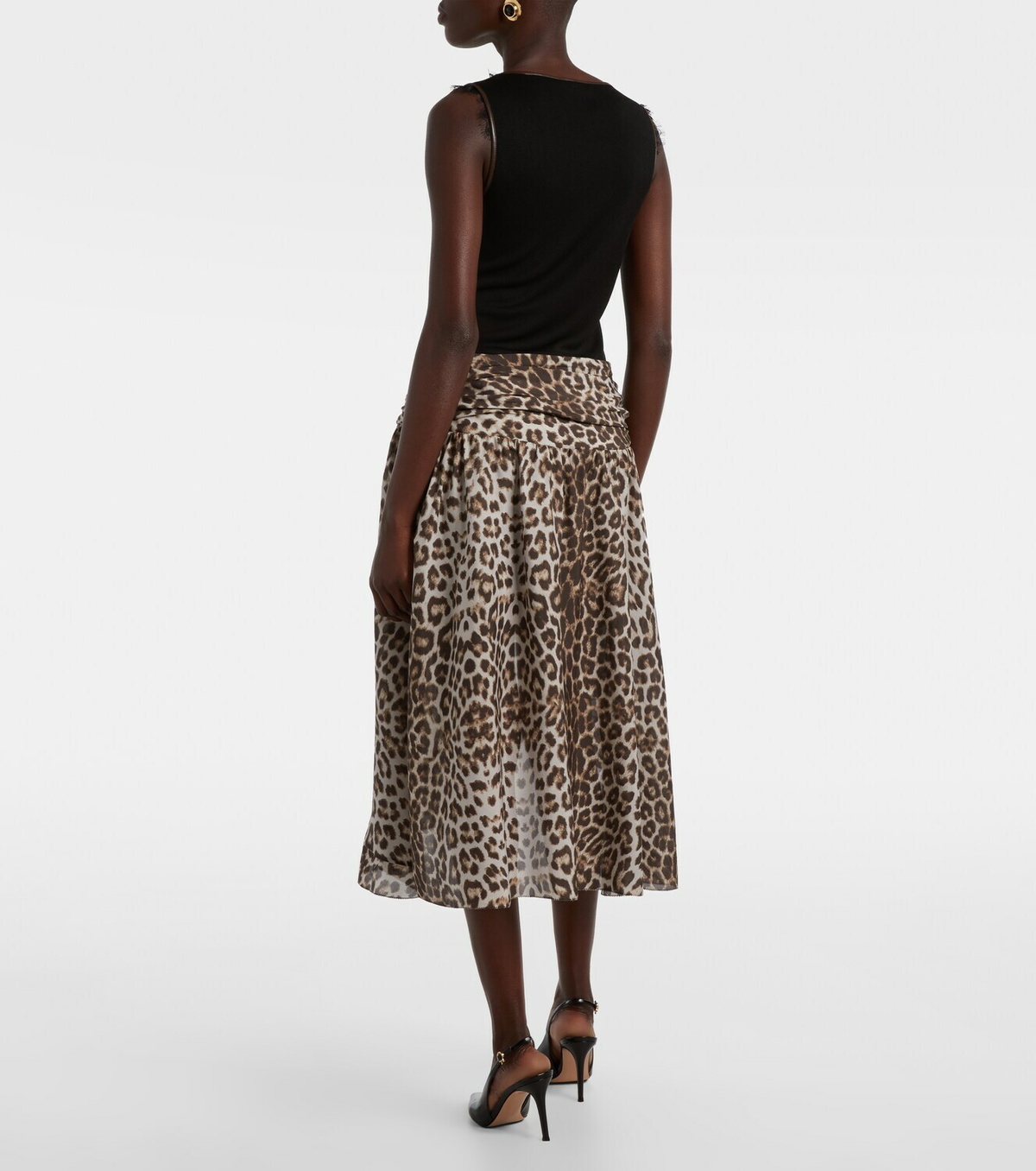 Jacques Wei Lace-trimmed leopard-print asymmetric midi dress