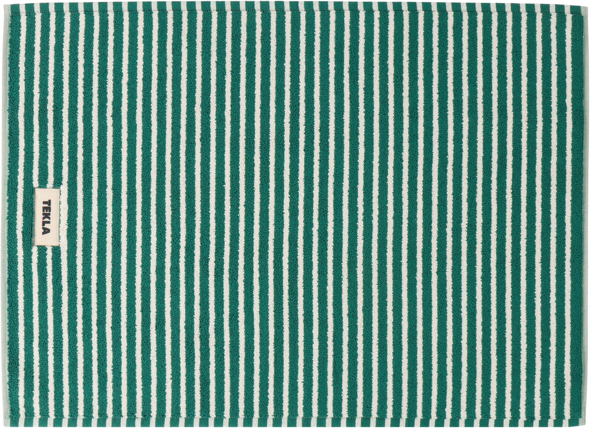 Tekla Green & White Terry Bath Mat Tekla Fabrics