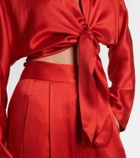 The Sei Tie-detail silk satin top