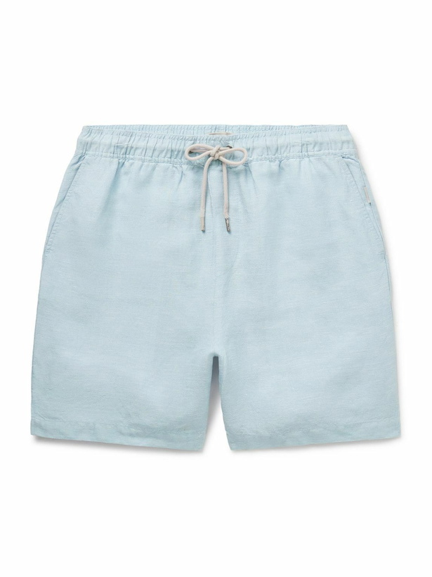 Photo: Onia - Air Straight-Leg Linen and Lyocell-Blend Drawstring Shorts - Blue