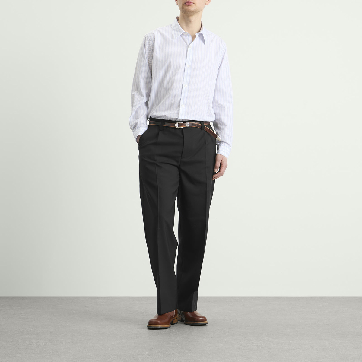 mfpen Men's Tropical Wool Service Trousers in Black