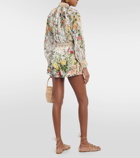 Camilla Floral high-rise silk crêpe shorts