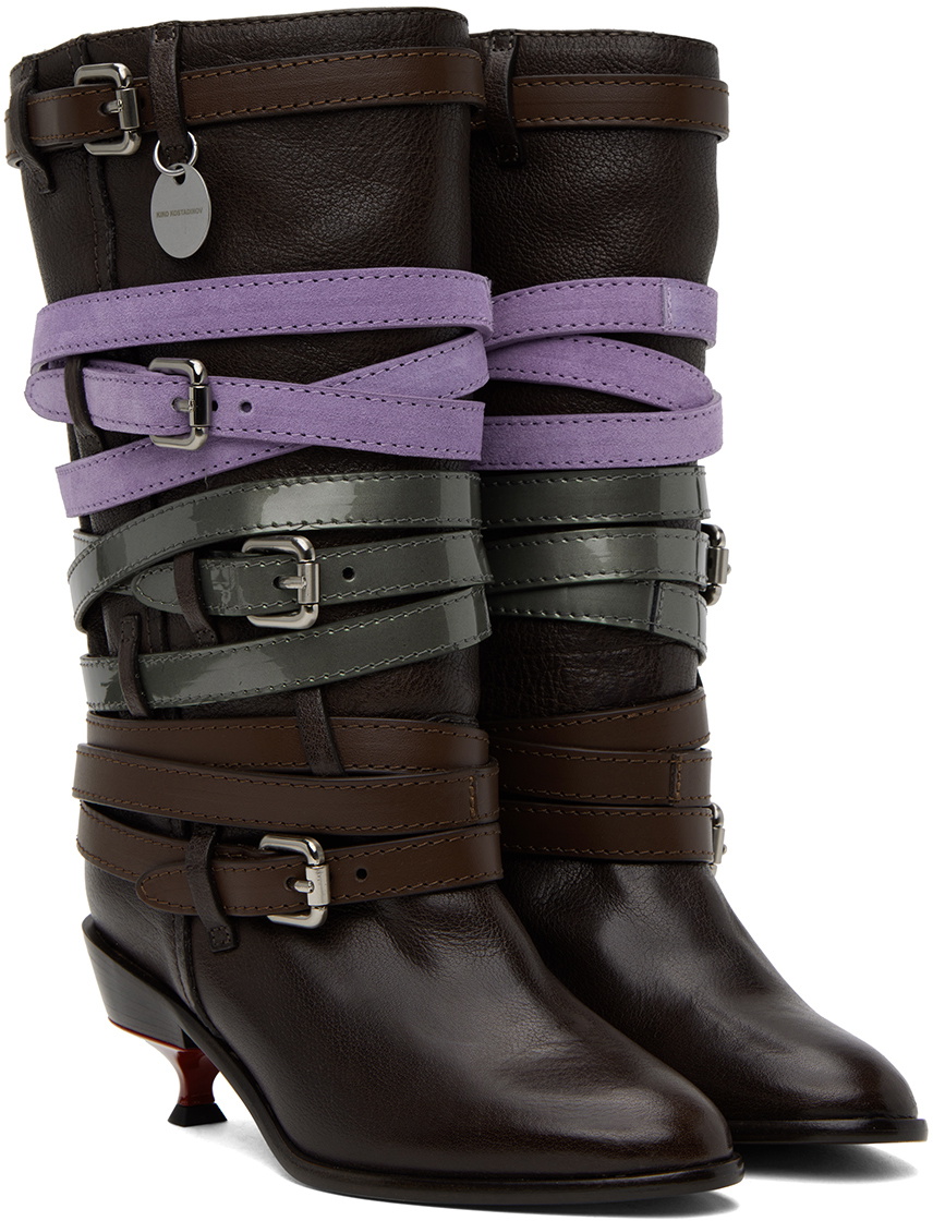 Kiko Kostadinov Brown Quad Belt Boots Kiko Kostadinov